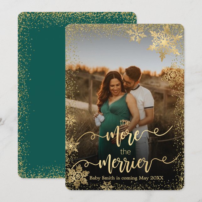 Cartes d'annonce de grossesse pour Noël avec photo (Devant / Derrière)