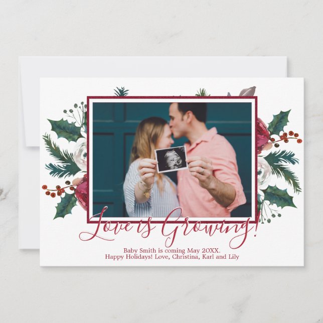 Cartes d'annonce de grossesse pour Noël avec photo (Devant)