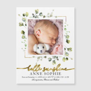 Cartes d'annonce de naissance avec photo de verdur