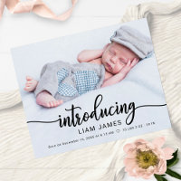 Cartes d'annonce de naissance avec photo et callig