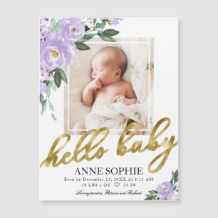 Cartes d'annonce de naissance avec photo florale v