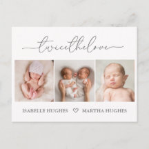 Cartes d'annonce de naissance de jumeaux deux fois