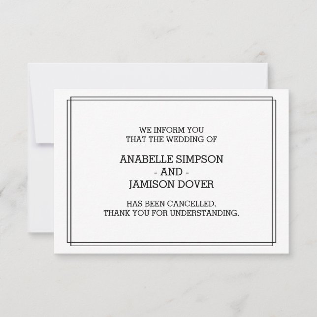 Cartes d'annulation d'annonce de mariage (Devant)