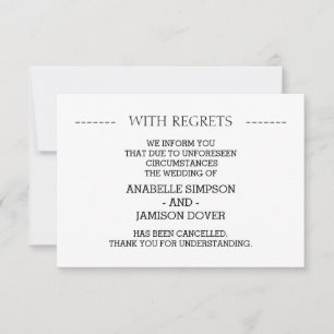 Cartes d'annulation d'annonce de mariage