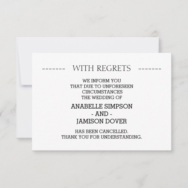 Cartes d'annulation d'annonce de mariage (Devant)