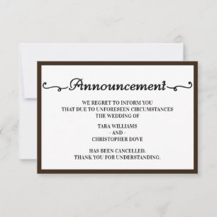 Cartes d'annulation d'annonce de mariage