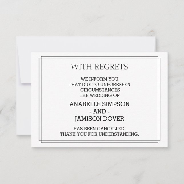 Cartes d'annulation d'annonce de mariage (Devant)