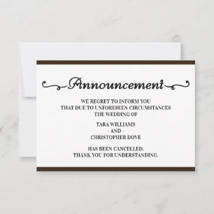 Cartes d'annulation du Faire-part mariage