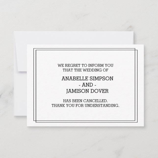 Cartes d'annulation du Faire-part mariage (Devant)