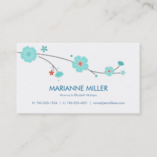 Cartes d'appel en fleurs bleues /