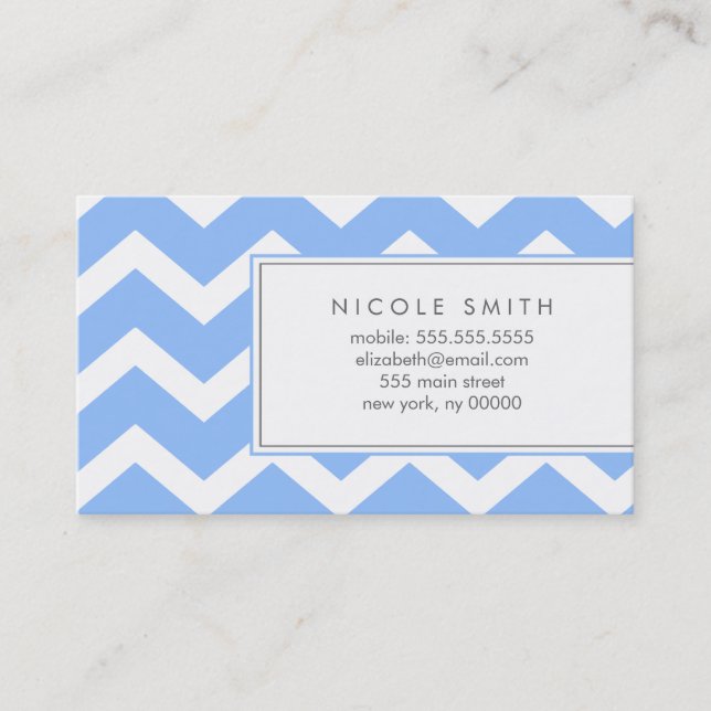 Cartes d'appel Motif Blue Zig Zag Chevron (Devant)