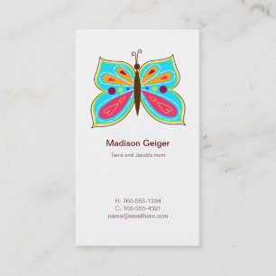 Cartes d'appel pour mamans à papillons Aqua