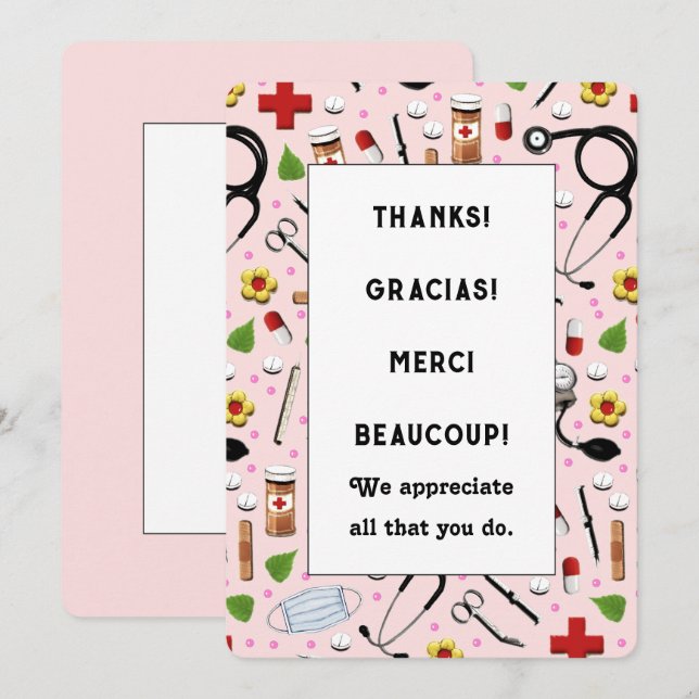 Cartes d'appréciation des infirmières (Devant / Derrière)