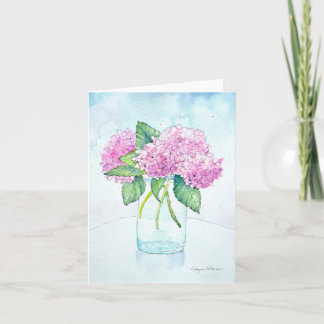 Cartes d'aquarelle rose hydrangea