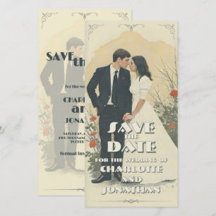 Cartes d'art de couple de mariage vintage romantiq