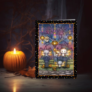Cartes d'art mignonnes de Kitty Fées d'Halloween