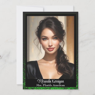 Cartes d'autographe de concours Vert Pailleté Étin