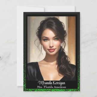 Cartes d'autographe de concours Vert Pailleté Étin