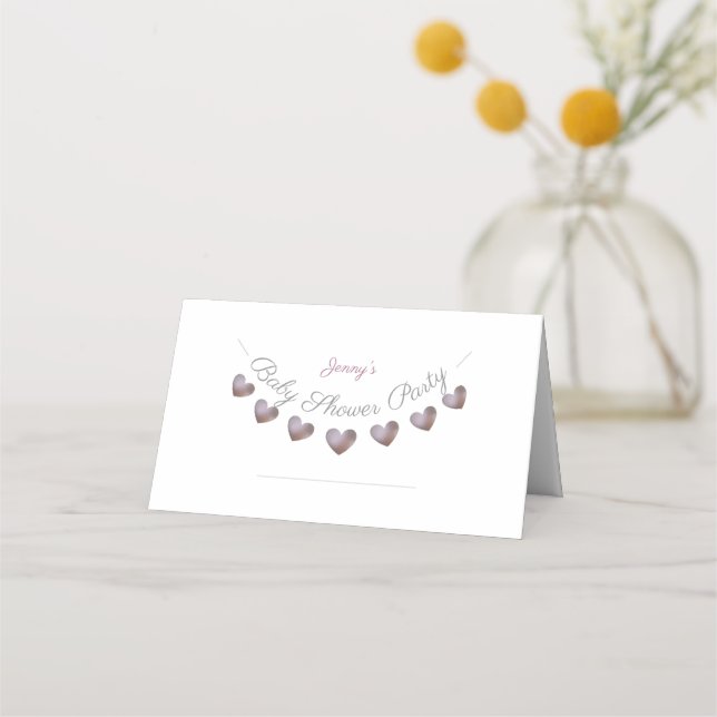 Cartes de baby shower de coeur pourpre personnalis (Devant)