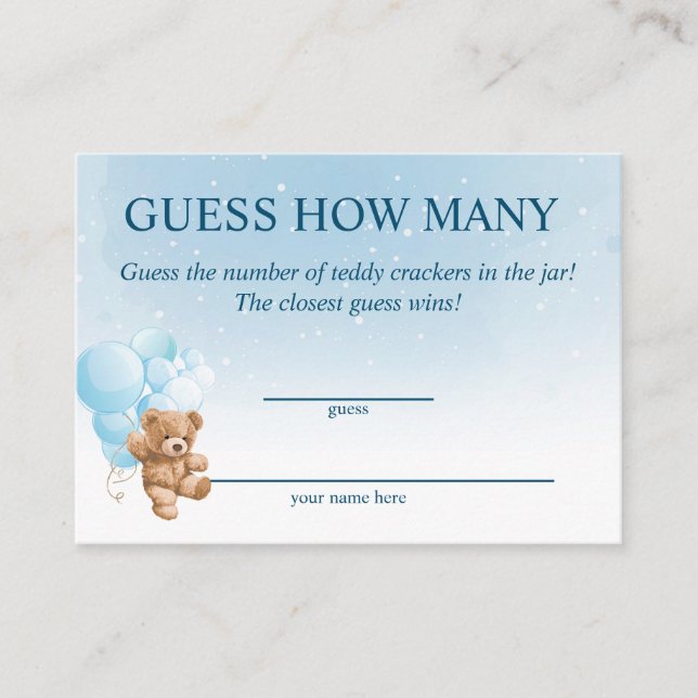 Cartes de Baby Shower "Devinez combien d'ours en p (Devant)