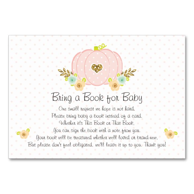 Cartes de Baby shower Pink Citrouille Book (Devant)