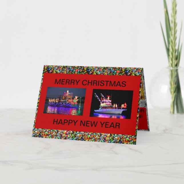 Cartes de bateaux avec lumières de Noël (Devant)