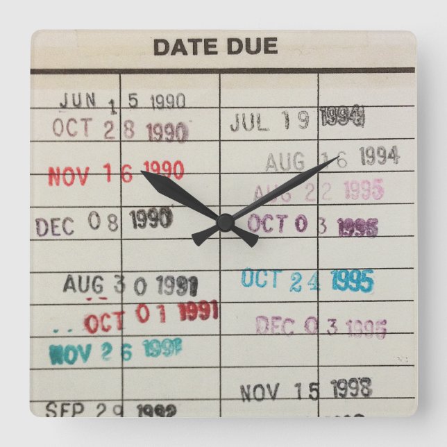 Cartes de bibliothèque imprimable Horloge murale a (Recto)