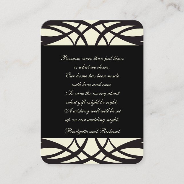 Cartes de bien-être Art déco à la crème noire (Devant)