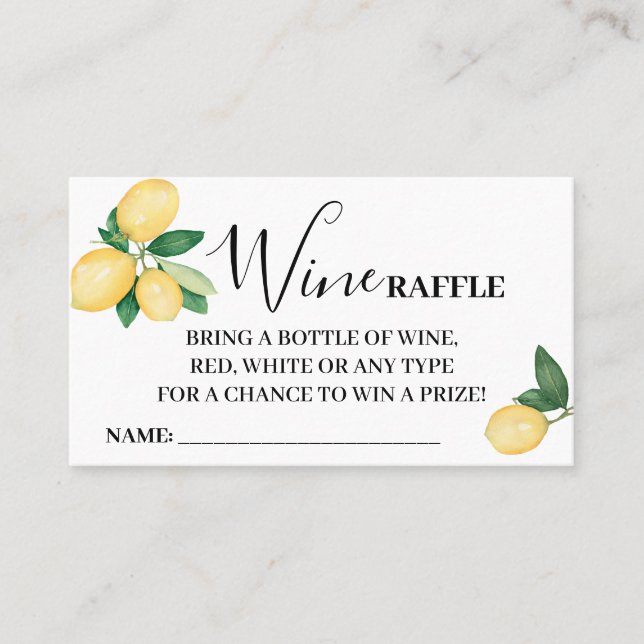 Cartes de billets Fête des mariées citrons Raffle  (Devant)
