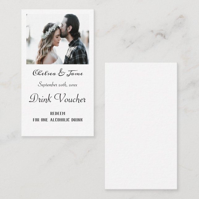 Cartes de billets simples pour Mariage photo (Devant / Derrière)