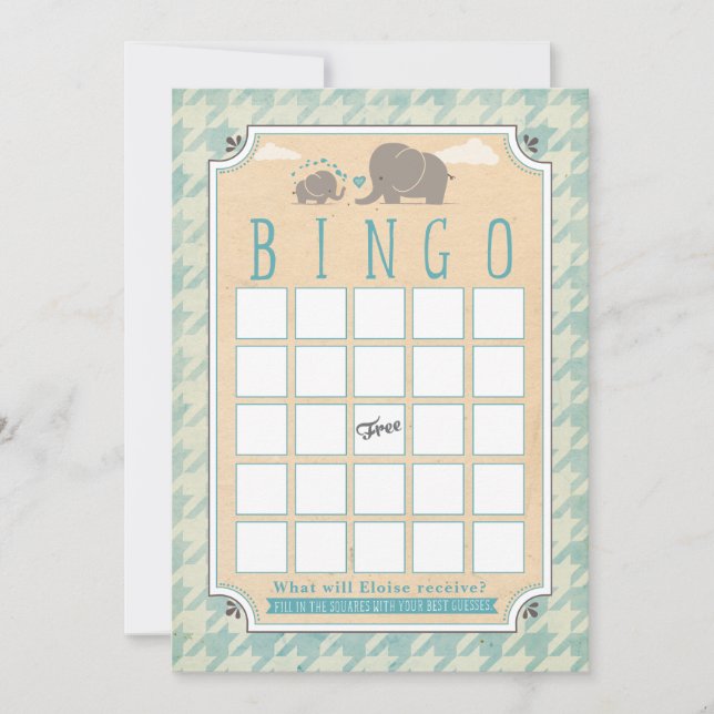 Cartes de Bingo Baby shower (Devant)