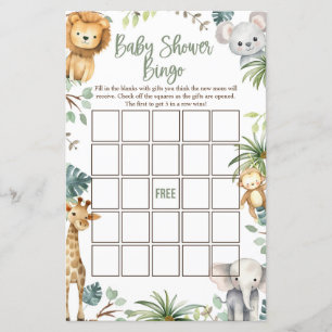 Cartes de Bingo Baby shower Safari
