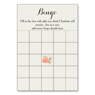 cartes de bingo de douche à nage florale dorée en 