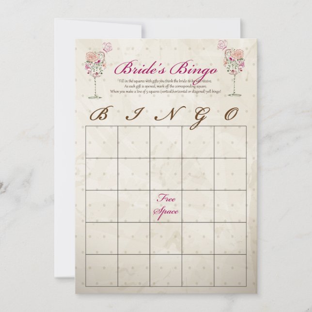 Cartes de Bingo de Réception de Mariage au Vin (Devant)
