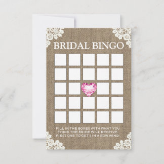 Cartes de bingo en toile de jute pour mariage rétr