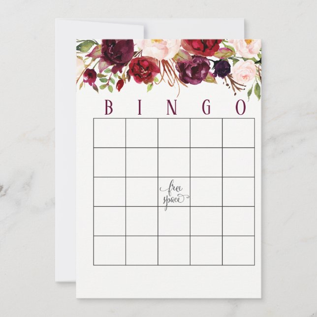 Cartes de Bingo Fête de l'mariée Cranberry Marsala (Devant)