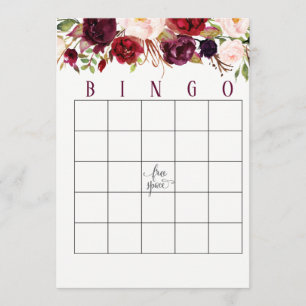 Cartes de Bingo Fête de l'mariée Cranberry Marsala