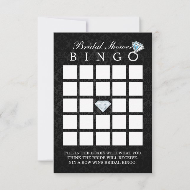Cartes de bingo Fête de l'mariée Diamond Dark Dama (Devant)
