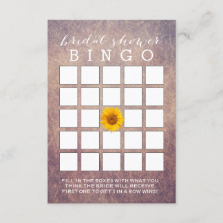 Cartes de Bingo Fête de l'mariée Sunflower Classé