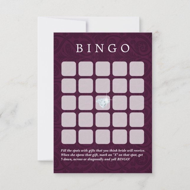 Cartes de Bingo pour Mariage/Reception de Mariage  (Devant)