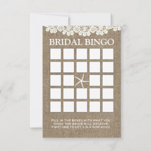 Cartes de Bingo Rustiques Lace & Burlap Fête des m