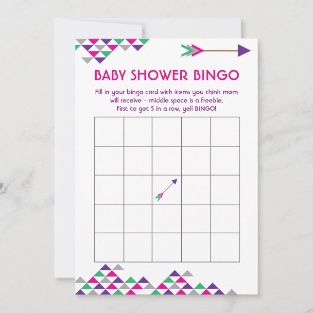 Cartes de bingo-test de baby shower de tribal et (Devant)