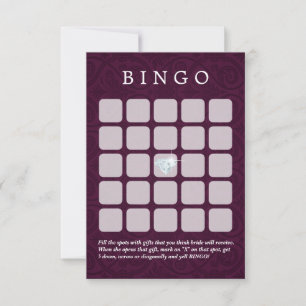 Cartes de Bingo Violet Mariage damassé/Fête des ma