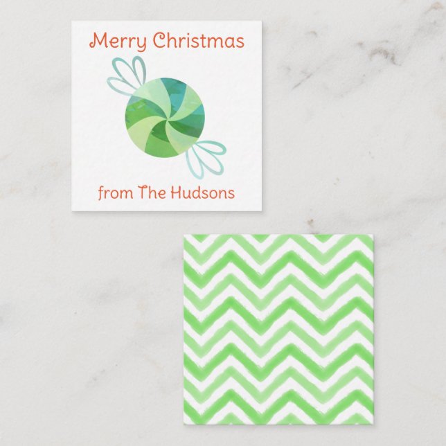 Cartes de boîtier Cadeau pour menthe d'aquarelle (Devant / Derrière)