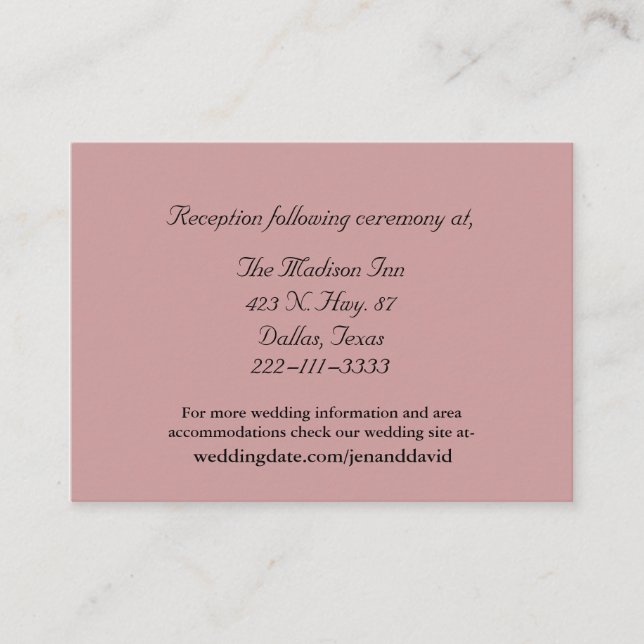 Cartes de boîtier Mariage Dusty Rose (Devant)