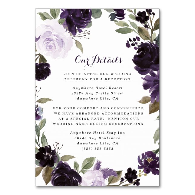 Cartes de boîtier Mariage Floral Purple Or Élégant (Par défaut)