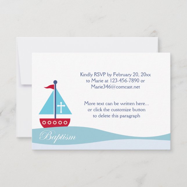 Cartes de boîtier RSVP pour voilier tendance Baptê (Devant)