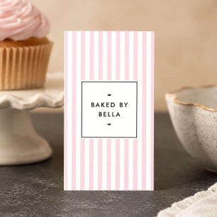 Cartes de boulangerie à domicile rayées rose Rétro