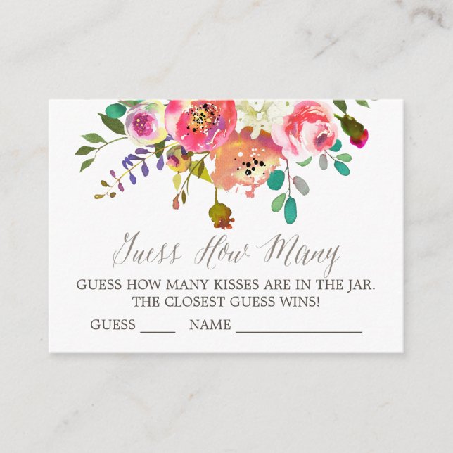 Cartes de bouquet aquarelle devine combien de bais (Devant)