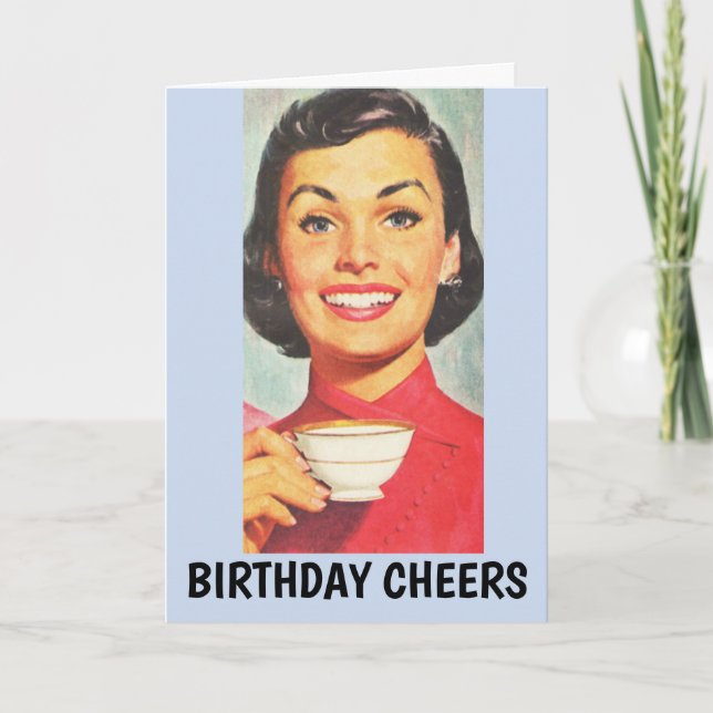 CARTES DE CAFÉ D'ANNIVERSAIRE FEMME RETRO (Devant)